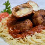 stuffed meatball with mozerella